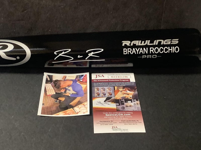 SidsGraphs Brayan Rocchio Cleveland Guardians Autographed Signed Engraved Bat JSA WITNESS COA Black - Image 1